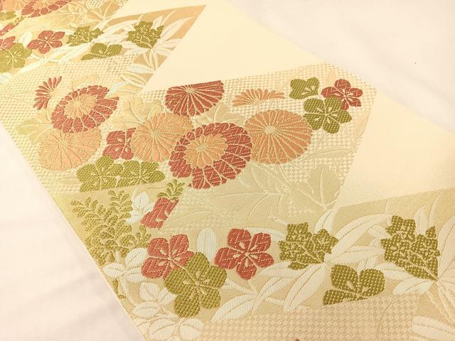 平和屋着物●西陣　川島織物　六通柄　本袋帯　唐織　菊花文　金糸　正絹　逸品　CABG7849vp