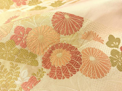 平和屋着物●西陣　川島織物　六通柄　本袋帯　唐織　菊花文　金糸　正絹　逸品　CABG7849vp