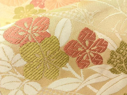 平和屋着物●西陣　川島織物　六通柄　本袋帯　唐織　菊花文　金糸　正絹　逸品　CABG7849vp