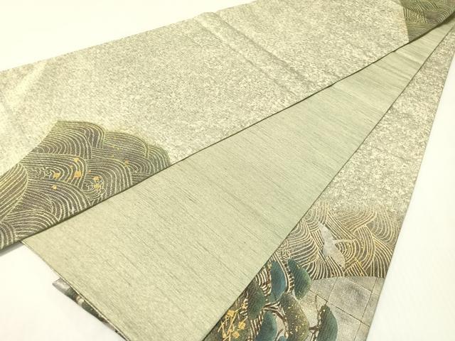 平和屋着物●太鼓柄袋帯　刺繍　飛鶴浜松文　金銀彩　正絹　逸品　CABG7852vp
