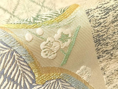 平和屋着物●西陣　吉村織物謹製　六通柄袋帯　唐織　偕楽園　金銀糸　証紙付き　正絹　逸品　未使用　CABG7854vp