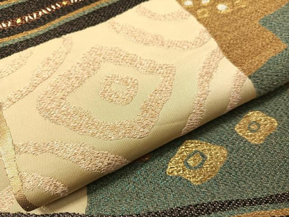 平和屋着物●六通柄袋帯　横段吉祥文　金銀糸　正絹　逸品　CABG7855vp