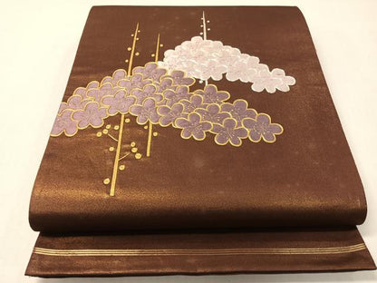 平和屋着物●西陣　川島織物　総刺繍　太鼓柄袋帯　駒刺繍　槍梅　金糸　正絹　逸品　CABG7856vp