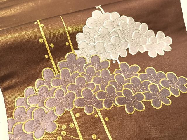 平和屋着物●西陣　川島織物　総刺繍　太鼓柄袋帯　駒刺繍　槍梅　金糸　正絹　逸品　CABG7856vp