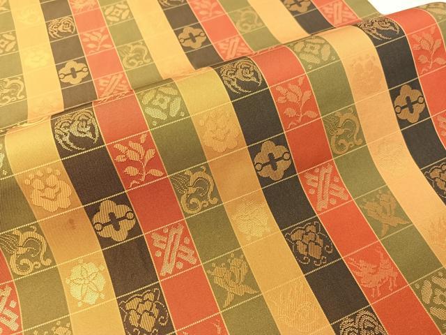 平和屋着物●名物裂一筋　西陣・あらいそ謹製　全通柄袋帯　吉祥間道　金糸　正絹　逸品　CABG7858vp