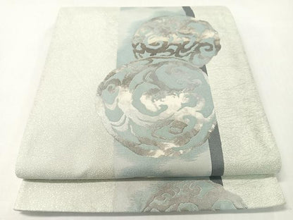 平和屋着物●BANKANわものや　六通柄袋帯　唐草丸文　銀糸　正絹　逸品　CABG7861vp