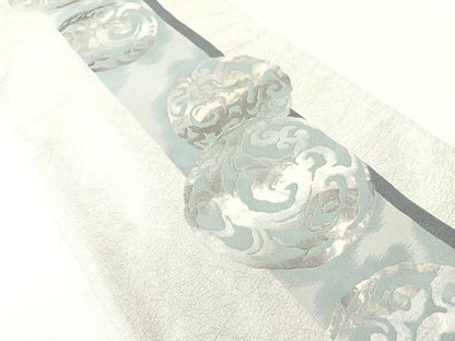 平和屋着物●BANKANわものや　六通柄袋帯　唐草丸文　銀糸　正絹　逸品　CABG7861vp