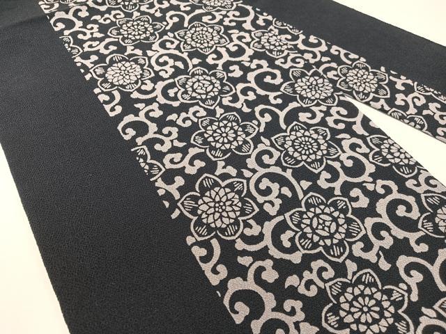 平和屋着物●九寸名古屋帯　作家物　伊勢型染　花唐草文　鬼しぼ縮緬　ますいわ屋扱い　正絹　逸品　CABG7864vp