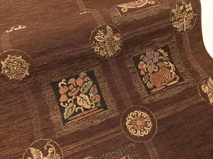 平和屋着物●太鼓柄袋帯　刺繍　紬地　動物更紗吉祥文　金糸　正絹　逸品　CABG7869vp