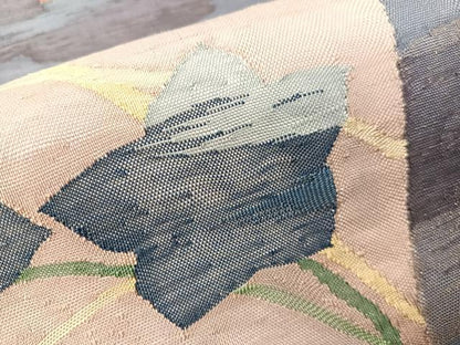 平和屋着物●太鼓柄袋帯　すくい織　雲取り色紙花文　金糸　正絹　逸品　CABG7870vp