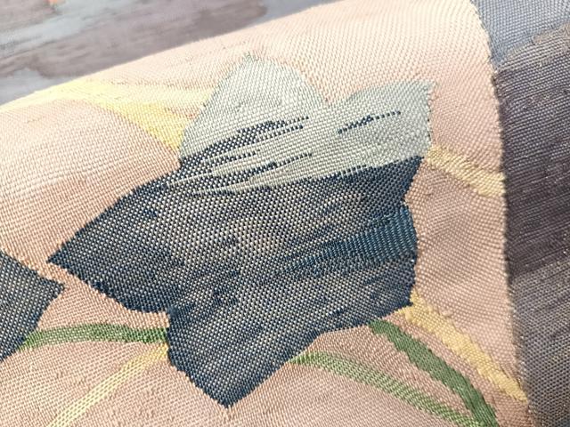 平和屋着物●太鼓柄袋帯　すくい織　雲取り色紙花文　金糸　正絹　逸品　CABG7870vp