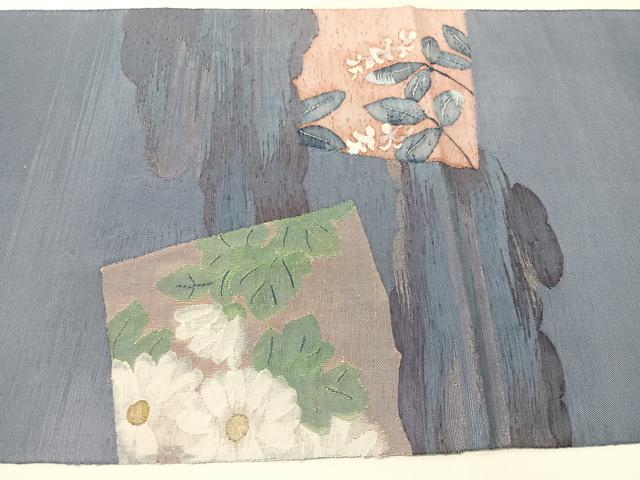 平和屋着物●太鼓柄袋帯　すくい織　雲取り色紙花文　金糸　正絹　逸品　CABG7870vp