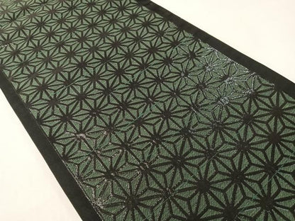 平和屋着物●両面　六通柄袋帯　麻の葉文様　黒地　正絹　逸品　CABG7872vp