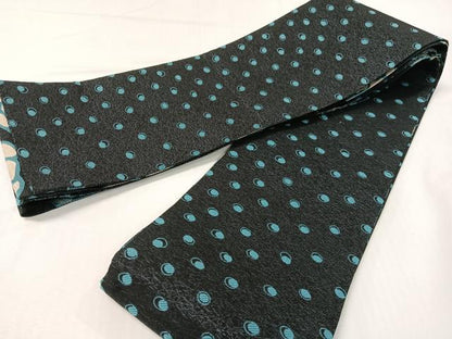 平和屋着物●両面　半幅帯　草花文　黒地　やまと誂製　正絹　逸品　CABG7873vp