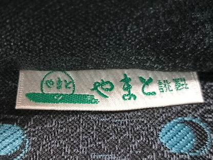 平和屋着物●両面　半幅帯　草花文　黒地　やまと誂製　正絹　逸品　CABG7873vp