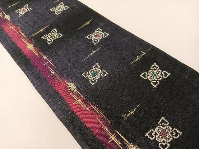 平和屋着物●両面　半幅帯　花鳥文　金糸　やまと誂製　正絹　逸品　CABG7874vp