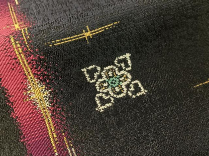 平和屋着物●両面　半幅帯　花鳥文　金糸　やまと誂製　正絹　逸品　CABG7874vp