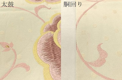 平和屋着物●両面　全通柄袋帯　唐織　花唐草文　金糸　やまと誂製　正絹　逸品　CABG7875vp