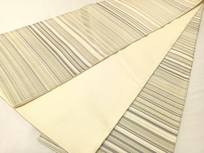 平和屋着物●全通柄袋帯　横縞　金銀糸　正絹　逸品　CABG7878vp