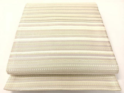 平和屋着物●全通柄袋帯　横縞　金銀糸　正絹　逸品　CABG7878vp