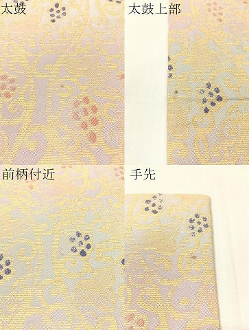 平和屋着物●両面　六通柄袋帯　葡萄唐草文　金糸　正絹　逸品　CABG7879vp