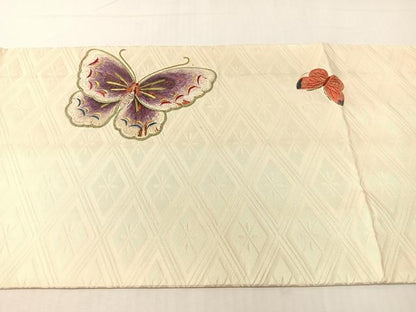 平和屋着物●アンティーク　大正ロマン　総刺繍　手刺繍　駒刺繍　太鼓柄京袋帯　舞蝶文　金糸　正絹　逸品　CABG7882vp