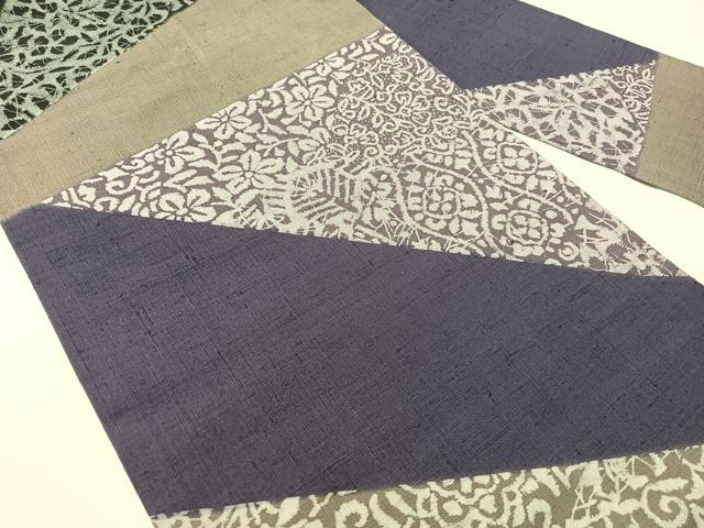 平和屋着物●全通柄　九寸名古屋帯　紬地　切嵌花唐草文　正絹　逸品　CABG7886vp