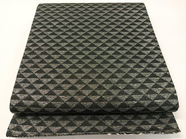 平和屋着物●両面　六通柄袋帯　唐織　市松吉祥文　銀糸　正絹　逸品　CABG7891vp
