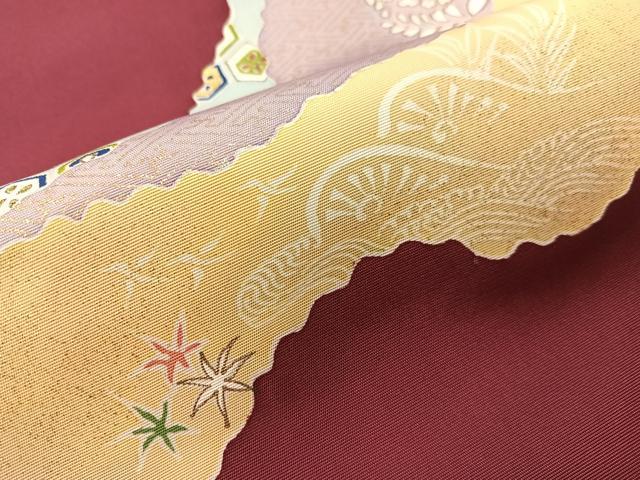 平和屋着物●東京友禅作家　田中種水　塩瀬　九寸名古屋帯　道長吉祥花鳥文　金彩　正絹　逸品　CABG7893vp