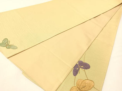 平和屋着物●太鼓柄袋帯　刺繍　舞蝶文　金糸　正絹　逸品　CABG7894vp