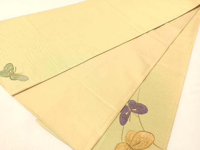 平和屋着物●太鼓柄袋帯　刺繍　舞蝶文　金糸　正絹　逸品　CABG7894vp