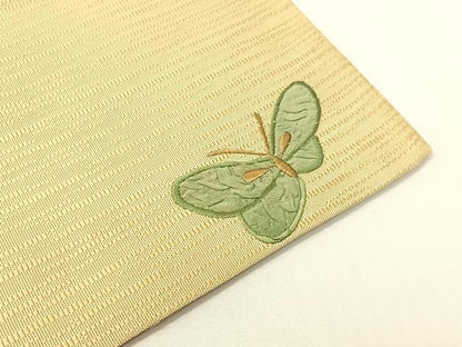 平和屋着物●太鼓柄袋帯　刺繍　舞蝶文　金糸　正絹　逸品　CABG7894vp