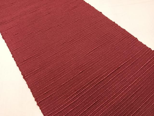 平和屋着物●八寸名古屋帯　信州紬　葡萄色　正絹　逸品　CABG7898vp