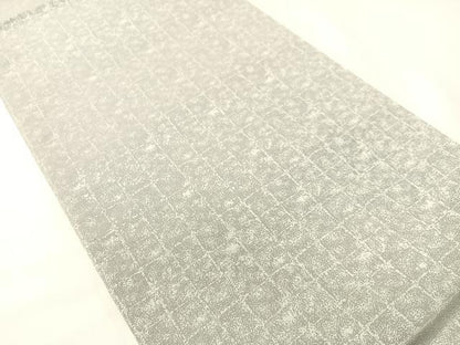 平和屋着物●両面　太鼓柄袋帯　唐織　流水花文　銀通し地　正絹　逸品　未使用　CABG7905vp