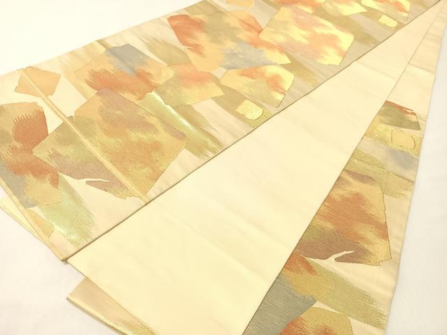 平和屋着物●西陣　川島織物　六通柄　本袋帯　破れ色紙文　金糸　正絹　逸品　CABG7907vp
