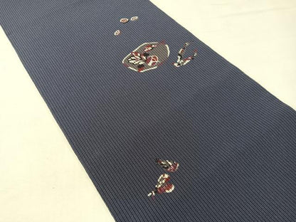 平和屋着物●九寸開き名古屋帯　型染め　成り物　鬼しぼ縮緬　正絹　逸品　CABG7911vp