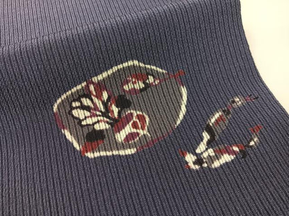 平和屋着物●九寸開き名古屋帯　型染め　成り物　鬼しぼ縮緬　正絹　逸品　CABG7911vp