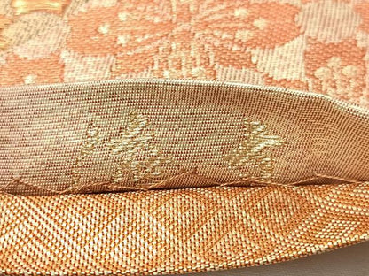 平和屋着物●西陣　老舗　渡文謹製　手織　半幅帯　菱桜文　金糸　正絹　逸品　CABG7912vp