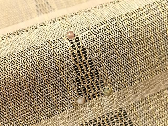 平和屋着物●ひなや工房　くむ・あむ・おる　伊豆蔵明彦　組織　太鼓柄袋帯　ビーズ　吉祥文　金糸　正絹　逸品　CABG7914vp