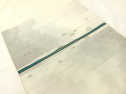 平和屋着物●太鼓柄袋帯　横段吉祥文　銀糸　正絹　逸品　CABG7922vp