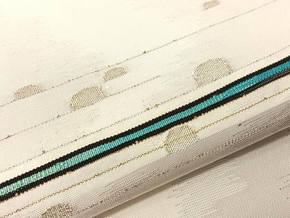 平和屋着物●太鼓柄袋帯　横段吉祥文　銀糸　正絹　逸品　CABG7922vp