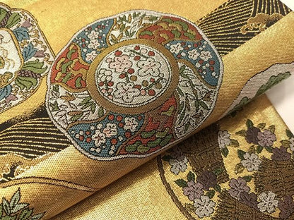 平和屋着物●西陣　六通柄袋帯　粋ごの美　黒地　金銀糸　正絹　逸品　未使用　CABG7939vp