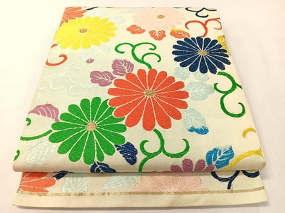 平和屋着物●全通柄　本袋帯　唐織　菊唐草文　金糸　正絹　逸品　CABG7949vp