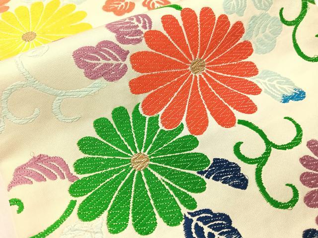 平和屋着物●全通柄　本袋帯　唐織　菊唐草文　金糸　正絹　逸品　CABG7949vp