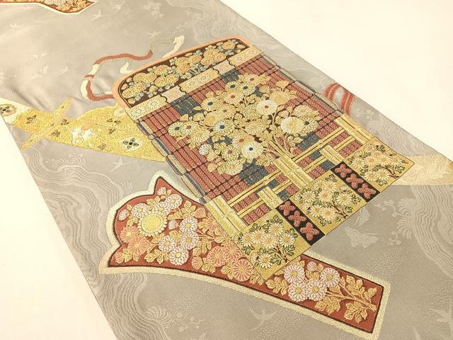 平和屋着物●「美しいキモノ」お馴染みのメーカー となみ織物 六通柄袋帯 鎧威 金銀糸 上代35万 証紙付き 正絹 逸品 未使用 CABG7950vp