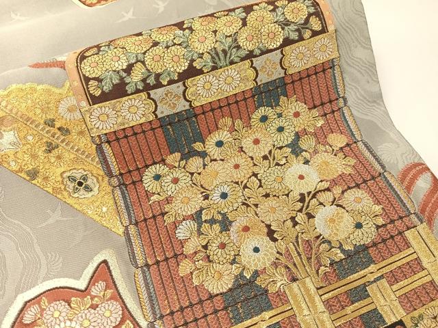 平和屋着物●「美しいキモノ」お馴染みのメーカー となみ織物 六通柄袋帯 鎧威 金銀糸 上代35万 証紙付き 正絹 逸品 未使用 CABG7950vp