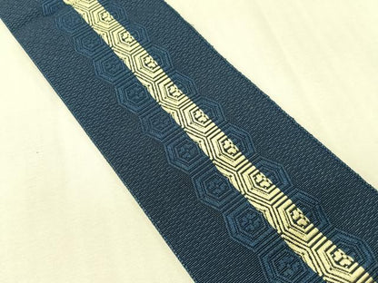 平和屋着物●男性　本場筑前博多織　角帯　亀甲花間道　正絹　逸品　CABG7954vp
