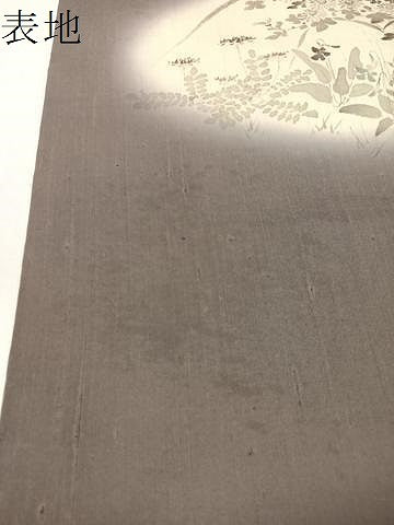 平和屋着物●九寸名古屋帯　手描き　紬地　草花文　正絹　逸品　CABG7973vp
