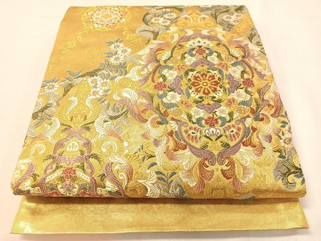 平和屋着物●西陣　京藝謹製　六通柄袋帯　唐織　瑞宝　金糸　共箱・証紙付き　正絹　逸品　CABG7977vp