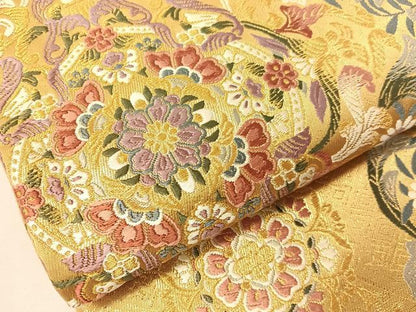 平和屋着物●西陣　京藝謹製　六通柄袋帯　唐織　瑞宝　金糸　共箱・証紙付き　正絹　逸品　CABG7977vp